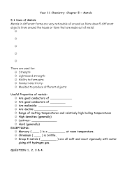 Share & embed chemistry form 5 chapter 5 note. Year 11 Chemistry Chapter 5 Metals