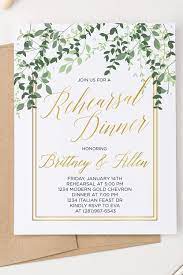 Elegant Greenery Rehearsal Dinner Invitation Gold Wedding Rehea Geometric Wedding Invitation Wedding Invitations Elegant Romantic Wedding Invitations Romantic