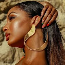 Oversize African Earrings African (Kaimei African Fashion Jewelry Pendant  Geometric Women Gold Metal)