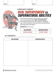 Real Vs Supernatural Abilities Worksheet Education Com