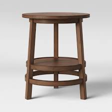 Haverhill Round Reclaimed Wood End Table Natural Threshold Brown Wood End Tables End Tables Coffee End Tables