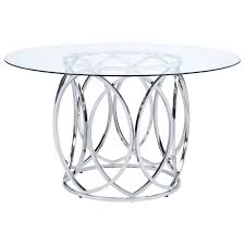 Maybe you would like to learn more about one of these? Elements International Merlin Contemporary Round Dining Table With Chrome Metal Base And Tempered Glass Top Bullard Furniture Dining Tables
