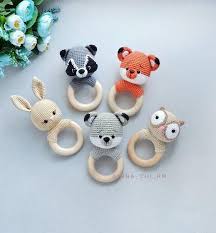 Baumwolle Baby Rassel Bio Rassel Wald Baby Dusche Geschenk Crochet Baby Crochet Baby Toys Baby Rattle