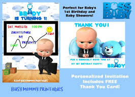 Birthday Card For Boss Printable Boss Baby Inspired Personalized Invitation With Free Thank You Card Digital Boss Bab In 2020 Personalized Birthday Invitations Personalized Invitations Boss Birthday