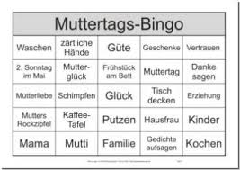 20 rätselkarten für senioren rund ums meer : Seniorenbingo Mit Begriffen Zum Thema Muttertag Fur Bingo Nachmittag
