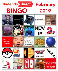 The e3 logo and variations are trademarks and/or registered trademarks of the entertainment software association. Bingo Card Feb 2019 Nintendo Know Your Meme
