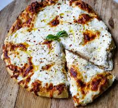 The Best 3 Cheese White Pizza A New York Style White Pizza With Drizzled Olive Oil Mozzarella Parmesan And Ricotta Chee Food White Pizza White Pizza Recipes