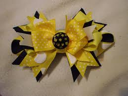 Black And Yellow Hair Bow Layered Black And Yellow Hair Bow Fundraising Crafts Bows Making Hair Bows