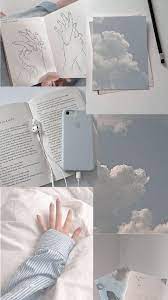 Aesthetic Wallpaper Blue Sky Blue Foto Abstrak Bunga Biru Seni Buku