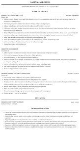 creative consultant resume sample