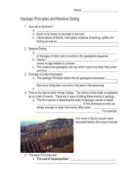The process of determining whether an object or event is older or younger than other objects or events. Geologic Principles And Relative Dating