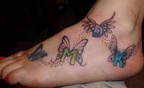 Grandchildren Zodiac Tattoo Google Search Butterfly Ankle Tattoos Foot Tattoos Butterfly Tattoo Designs