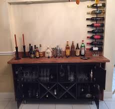 Added Ikea Doors Wine Holder To Kallax Shelving Unit The Bar Is Open For Business Wine Rack Is Mounted On The Wall Ikea Bar Kuche Mit Theke Weinregal Wand