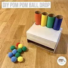 Mama Bearian On Instagram Diy Pom Pom Ball Drop I Was Feeling Inspired By All Of The Pom Pom Ball Drops I V Diy Pom Pom Object Permanence Box Diy Ball Drop
