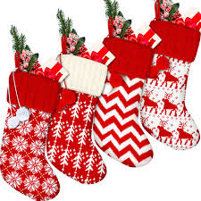 Maybe you would like to learn more about one of these? 4 Pieces Knit Christmas Stockings Red And White Christmas Hanging Stockings Snowflake Tree Reindeer Stripe Stockings With Plush Balls For Xmas Holidays Decorations Buy Online In Antigua And Barbuda At Antigua Desertcart Com Productid