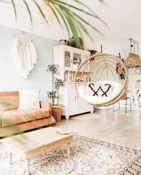 Hanging Chair In Living Room Light And Bright Living Room Inspiration Boho Living Room Decor Macrame Cosy Living Room Home Living Room Living Room Decor