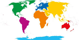 Color an editable map, fill in the legend, and download it for free to use in your project. Seven Continents Map Asia Yellow Africa Orange North America Green South America Purple Antarctica Cyan Europe Blue And Australia In Red Color Robinson Projection Over White Illustration Stock Vector Adobe Stock