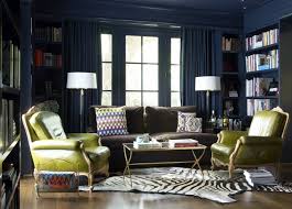 Blue Lime Green Eclectic Library Office Design With Bold Peacock Blue Teal Glossy Walls Paint Color Built Ins B Blue Rooms Lacquered Walls Blue Living Room