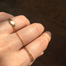 Fine Gold Plated Ring 14k Minimalist Style Stackable Very Fine Etsy