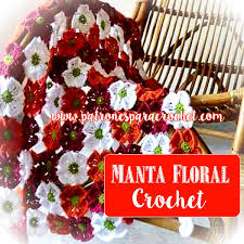 Flores con hojas en forma de plumas en punto tunecino tejidas a crochet paso a paso. Manta Jardin De Flores Paso A Paso Crochet
