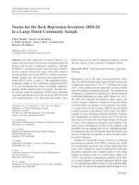 Pdf Norms For The Beck Depression Inventory Bdi Ii In A Large Dutch Community Sample