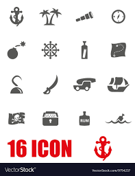 Grey Pirate Chart Icon Set