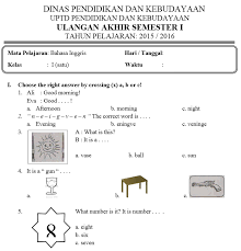 Soal Ulangan Bahasa Inggris Kelas 1 Sd Kunci Jawaban