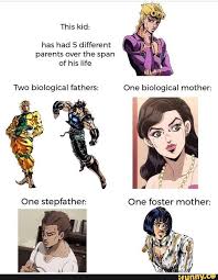 This Kid Has Had 5 Different Parents Over The Span Ifunny Jojo Bizzare Adventure Jojo Bizarre Jojo Memes