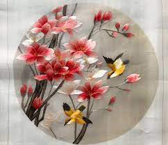 171218 Delicate Hand Embroidered Su Embroidery Art Leaves Birds Magnolia Flower Cicada Still Life Mountain 35cm Embroidery Art Hand Embroidery Art Embroidery