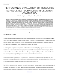 Hi there, i have two identical computers. Pdf Perfomance Evaluation Of Resource Scheduling Techniques In Cluster Computing