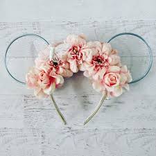 Accented with swarovski crystals and trimmed in pearls, these. Pink Flowers And Butterfly Floral Mickey Mouse Ears Minnie Etsy