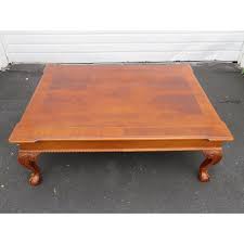 Antique duncan phyfe side table with drawer. Flame Mahogany Ball And Claw Feet Vintage Coffee Table By Ethan Allen Chairish