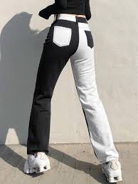 We did not find results for: Noumode Jean Bicolore Droit Couleur Bloc Avec Poches Style Boyfriend Femme Pantalons Noir Et Blanc Noumode