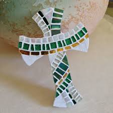 Baptism Gift Girl Or Boy Emerald Green Mosaic Cross Unique Godchild Or Grandchild Gift Irish Home Gift Mosaic Crosses Crosses Decor Baptism Gifts For Girls