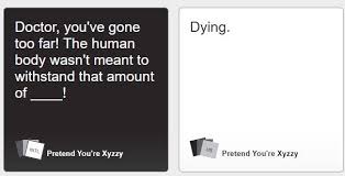 This webapp is still in development. Cards Against Doctors Cardsagainsthumanity