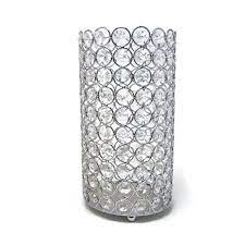 Vintage silver sitting buddha jewels tea light votive candle holder ornament art. Large Crystal Cylinder Candle Holder Silver 9 Inch Walmart Com Walmart Com