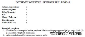Rancangan perangkat pembelajaran (rpp) dan silabus kurikulum 2013 (k13) untuk sd kelas 1,2,3,4,5,6. Format Instrumen Supervisi Penilaian Rpp 1 Lembar Websiteedukasi Com