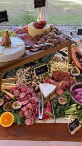 Graze Away 2 5m Of Grazing Goodness A Delicious Grazing Table Set Up At Bewong River Retreat For A Year 12 F Party Food Buffet Buffet Food Reception Food