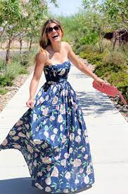 What To Wear To A Summer Wedding - Marionberry Style Floral Maxi Dress Summer Dresses Navy Floral Maxi Dress