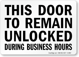 There's more to think about than just the cost of new garage doors. Door To Remain Unlocked Signs Keep Door Unlock Tags