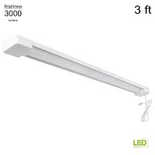 Commercial Electric 3 Ft 1 Light 30 Watt Equivalent White Integrated Utility Led Shop Light With Power Cord Shop 3x1 840 Hd Led Shop Lights Shop Lighting Commercial Electric