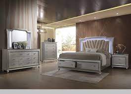 The mirror can be mounted on the wall vertically or horizontally. Kaitlyn Bedroom Set With Led Headboard In Pu And Champagne Finish Casye Furniture