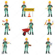 Construction workers collection vector cartoon clipart. Vektorgrafiken Clipart Construction Worker Vektorbilder Clipart Construction Worker Depositphotos