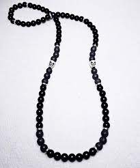 Black Crystal Long Beaded Necklace Pave Cubic Zirconia Black Etsy Beaded Necklace Long Beaded Necklace Black Bead Necklace