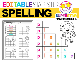 Create a double set of word cards and play a game of spelling word memory by spreading out the cards face down and then taking turns flipping two cards at a time to find a pair! Stair Step Spelling Worksheets Superstar Worksheets