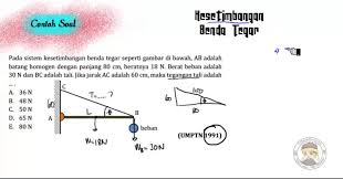 Sebuah benda bermassa 4 kg digantung dengan menggunakan tali dengan teknik gantungan seperti pada gambar di atas. Contoh 1 Kesetimbangan Benda Tegar Youtube
