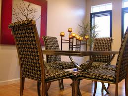 Gold And Red Dining Room With Houndstooth Upholstered Chairs Transitional Decor Living Room Transitional Home Decor Transitional Decor