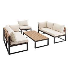 Natural 4 Piece Patio Set With Cushions Pier 1 Deck Furniture Furniture Luxury Seating