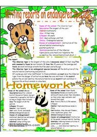Writing Reports On Endangered Species Using Information Related To The Given Animal Esl Worksheets Report Writing Endangered Species Endangered