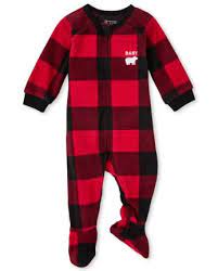 Unisex Baby And Toddler Matching Family Christmas Long Sleeve Bear Buffalo Plaid Fleece Footed One Piece Pajamas The Children S Place Ruby